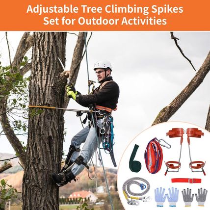 Homaisson Tree Climbing Spikes Set, Adjustable Tree Climbing Spikes Kit, Complet