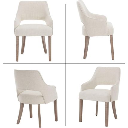 Linen Dining Chairs Set of 4 Upholstered Accent Chairs Side Chair with Wood Legs