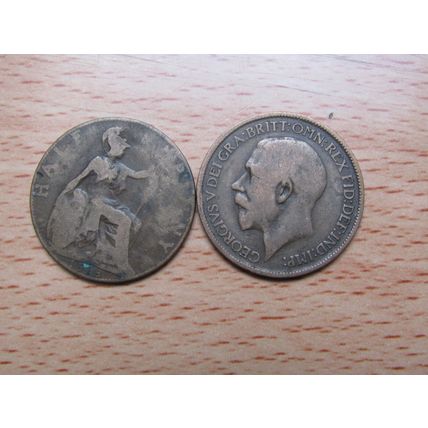 GB 1918 George V 1/2d Half Penny Coin
