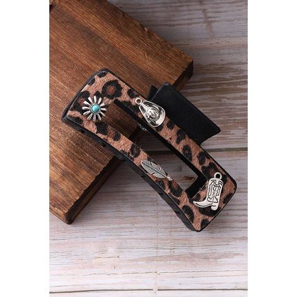 Chestnut Leopard Western Pattern Décor Square Hair Clip