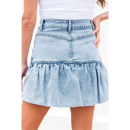 Myosotis Bubble Hem Denim Mini Skirt