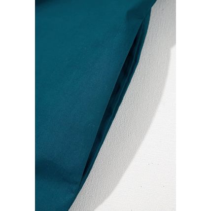 Blue Sapphire Colorblock Split V Neck Puff Sleeve Mini Dress