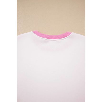 Strawberry Pink Color Block Pullover and Lace-up Elastic Waist Shorts Set