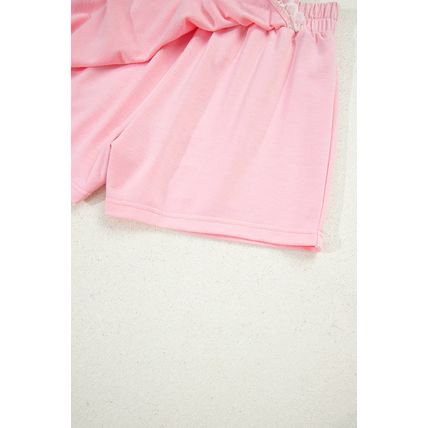 Pink Peter Pan Lace Embellished Neck Collision Sweatshirt and Skirt Two Piece Se
