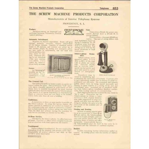 screw machine products corp 1916 telephone system vintage catalog