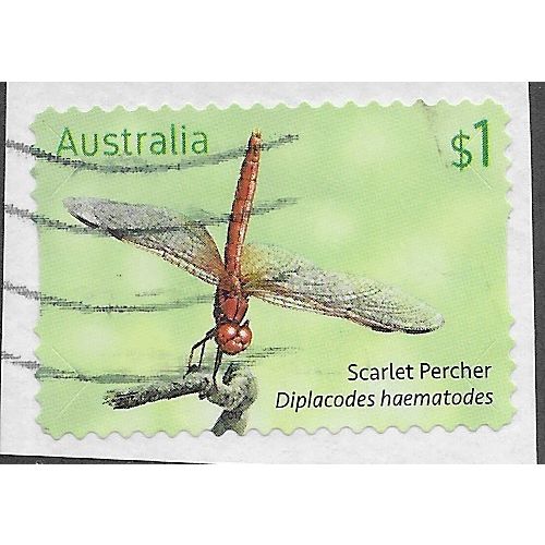AUS 2017 $1.00 (S/A) 'DRAGONFLIES -SCARLET' (ON PAPER) FINE USED (EBID64-093)