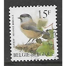 BELGIUM 1996 BIRDS 15F WILLOW TIT FINE USED #3