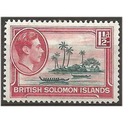 Solomon Islands 1939 SG62 1 1/2d Blue-Green & Carmine Mounted Mint . .. .