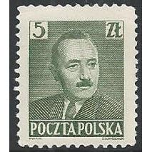 Mi 547 (**): 5 Zl. deep green Definitive Stamp: President Boleslaw Bierut