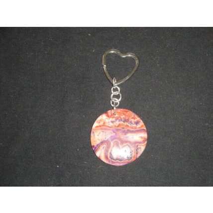 Extraordinary pink crazy lace jasper round love keyring desk bag office car