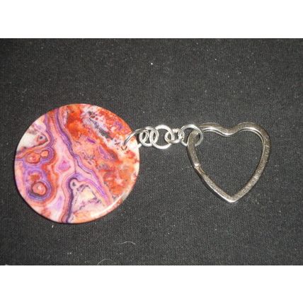 Extraordinary pink crazy lace jasper round love keyring desk bag office car