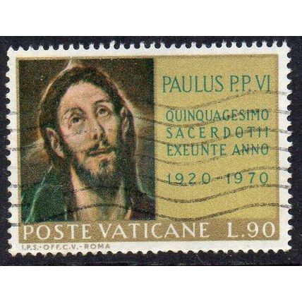 Vatican 1970 50th Anniversary of Ordination of Pope Paul VI 90L Used