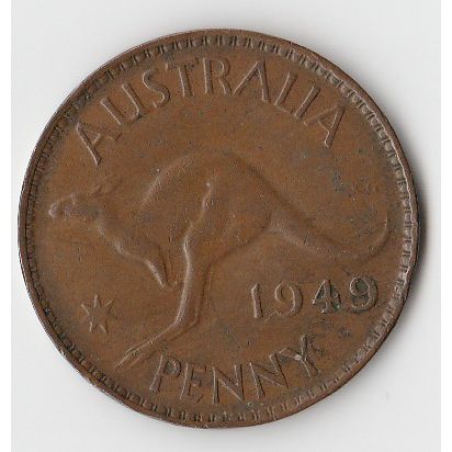 AUSTRALIA COIN - ONE PENNY 1949/GEORGE VI/F