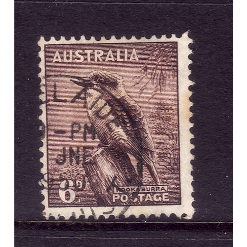AUSTRALIA 1937 6d BROWN KOOKABURRA SG 190a FINE USED#