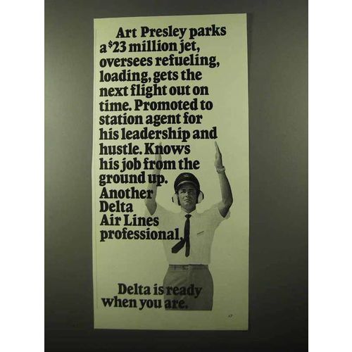 1971 Delta Airlines Ad - Art Presley Parks Jet