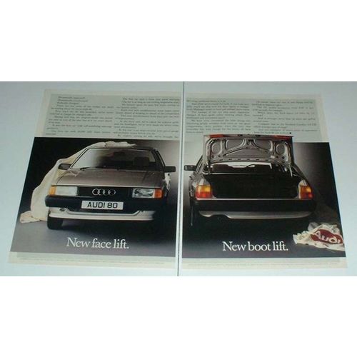 1984 2-page Audi 80 Car Ad - New Face Lift!