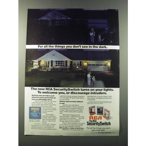 1986 RCA SecuritySwitch Ad - For all the things you don't see in the dark