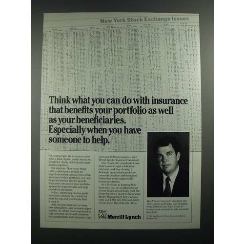 1988 Merrill Lynch Ad - Benefits Your Portfolio As Well as Beneficiaries