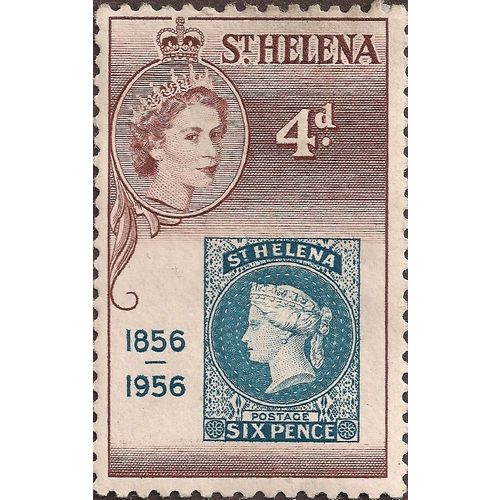ST HELENA, Victoria and Elizabeth 100 years, brown 1956, 4 pence