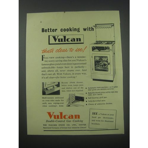 1954 Vulcan Gas Cooker Ad - Better cooking with Vulcan that's clear to see