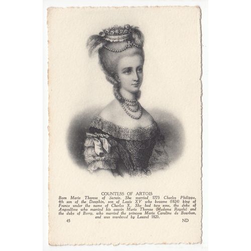 Countess of Artois Postcard French Royalty