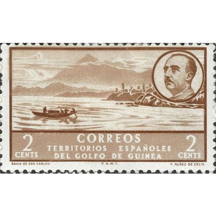 SPANISH GUINEA, Boats, San Carlos, brown 1949, 2cts, #3