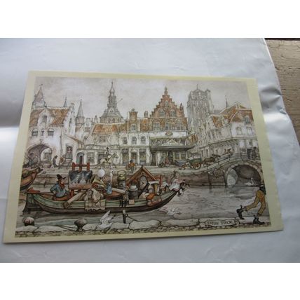 Dutch canal scene , an ANTON PIECK Print 245 x 163 mm