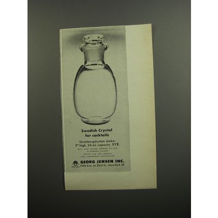 1952 Georg Jensen Strombergshyttan Shaker Ad - Swedish Crystal for cocktails