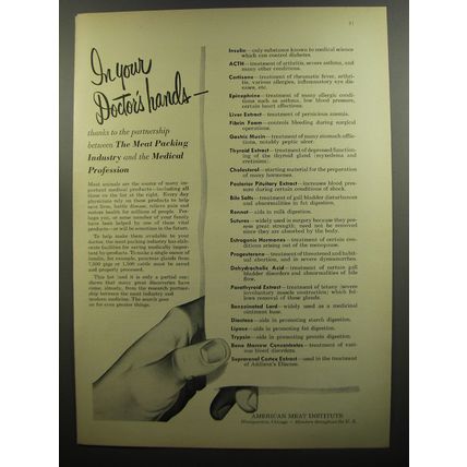 1952 American Meat Institute Ad - In your doctor's hands