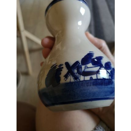 Vase Blue And White Windmill Scene