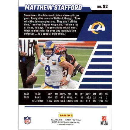 2022 Zenith Football Matthew Stafford