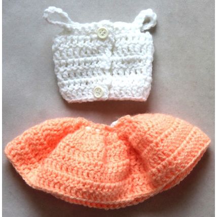 Hand Crocheted Small Doll's Skirt & Top - Made in Australia