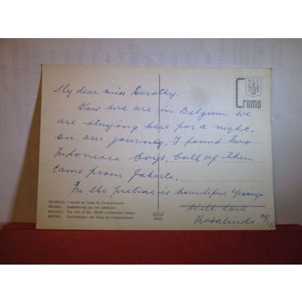 ARCH OF THE FIFTIETH ANNIV. PALACE, BRUSSELS, BELGIUM used postcard dated 1973 =