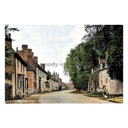 ptc1920 - Notts. - Terraced Houses & Cottages along street in Blyth - print 6x4