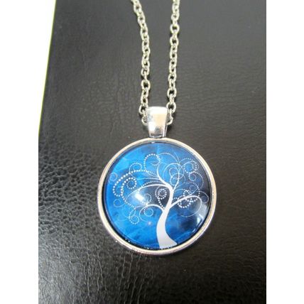 Beautiful Tree Stormy Skies Glass Cabochon Pendant Silver Necklace Gift