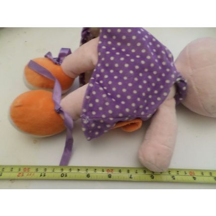 Girl/Female Pig - In Dress - Purple/White Spotted Dress - Soft Toy - Approx.30cm