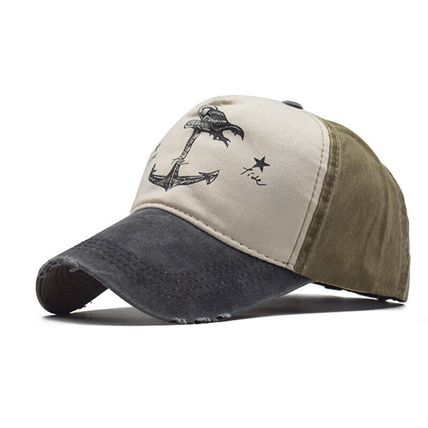 Ship's Anchor Adjustable Baseball Caps Trucker Distressed Dyed Washed Cotton