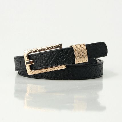 versatile women's leather thin belt vintage chic pattern decorative waist belt
