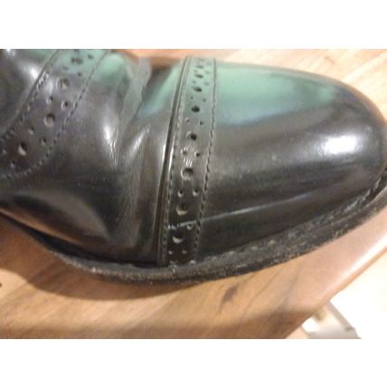 Samuel Windsor Leather Brogues Shoes Black Handmade Mens Size 8