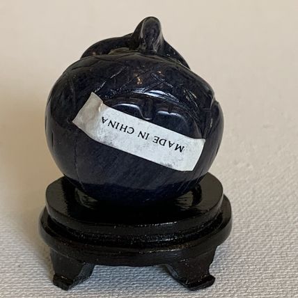 Blue Sodalite Owl Figurine Vintage Fine Chinese Carved Bird W Stand 1.4" READ**