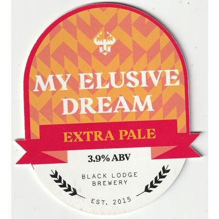 USED PUMP CLIP FRONT - BLACK LODGE BREWERY - MY ELUSIVE DREAM EXTRA PALE