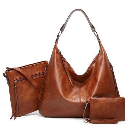 Women Shoulder Bags Tote Satchel Hobo 3pcs Purse Set Brown