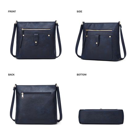 Women Vegan Leather Handbags Tote Purse Shoulder Bag Large Ladies Hobo Bags Blue