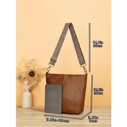 Women Trendy Cresent Shoulder Bag Hobo Handbags Brown