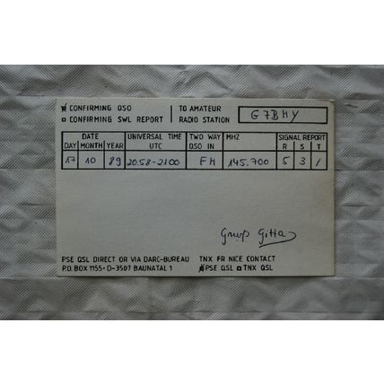 1989 QSL Card German Amateur Radio Station - DG3KBY