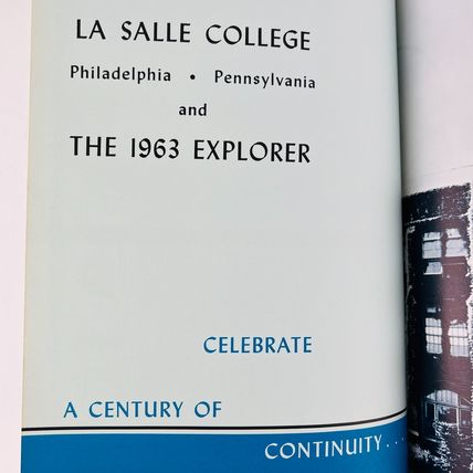 La Salle Explorer College Yearbook Philadelphia PA 1963 Centennial Year