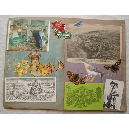 Large scrapbook - cards, tickets, scraps, etc. (see photos)