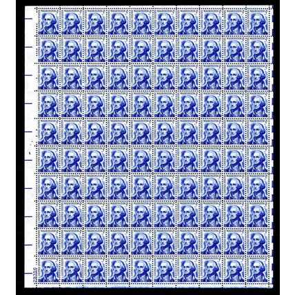 George Washington Sheet of 100 - 5 Cent Postage Stamps Scott 1283B