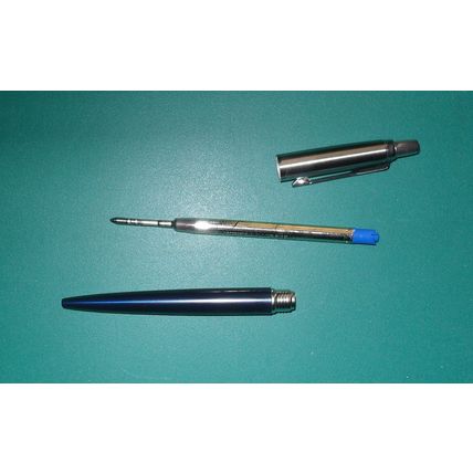 Parker Royal Blue chrome Ballpoint Pen Jotter? Jot box and partly used cartridge