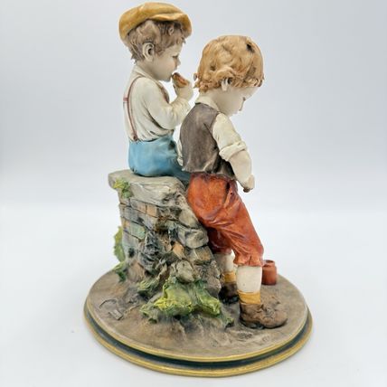 Luigi Giorgio Benacchio Triade Children Eating Lunch Hand Painted Figurine Italy